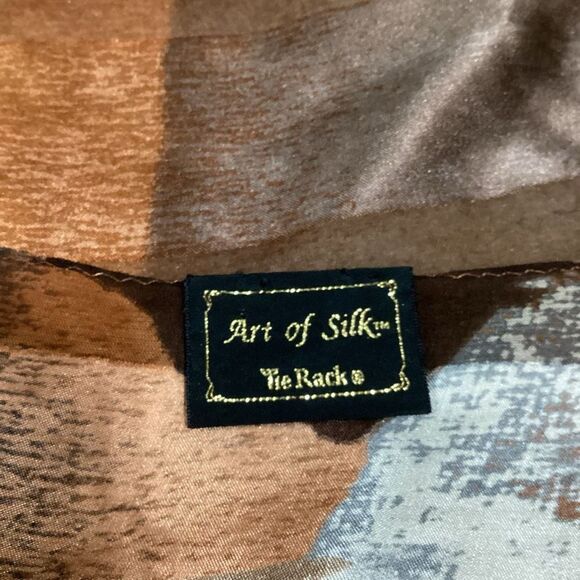 Vintage Striped Floral Art of Silk by Tie Rack 100% Silk Scarf - Picture 7 of 11